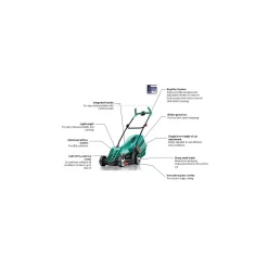 Bosch 1400W Rotak 37-14 Electric Lawn Mower - 37cm -Bosch Store 12883599 1924843325901372