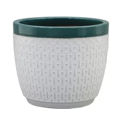 House Beautiful 2 Tone Teal Rim Egg Pot - 25cm