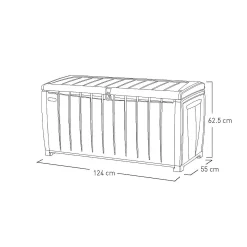 Keter Ace Outdoor Garden Storage Box 124 X 55 X 62.5 Cm - Grey And Black -Bosch Store 13432924 1804947994784994