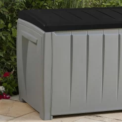 Keter Ace Outdoor Garden Storage Box 124 X 55 X 62.5 Cm - Grey And Black -Bosch Store 13432924 3844947994747044
