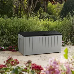 Keter Ace Outdoor Garden Storage Box 124 X 55 X 62.5 Cm - Grey And Black -Bosch Store 13432924 5964947994547391