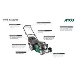 Atco 139cc Classic 18S Petrol Lawn Mower - 46cm -Bosch Store 13483565 1664929335782785