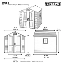 Lifetime 7x7ft Outdoor Storage Shed - Rough-Cut Grey -Bosch Store 13997403 1555000054831001