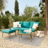Omari Metal Garden Corner Sofa Set - Teal & Gold